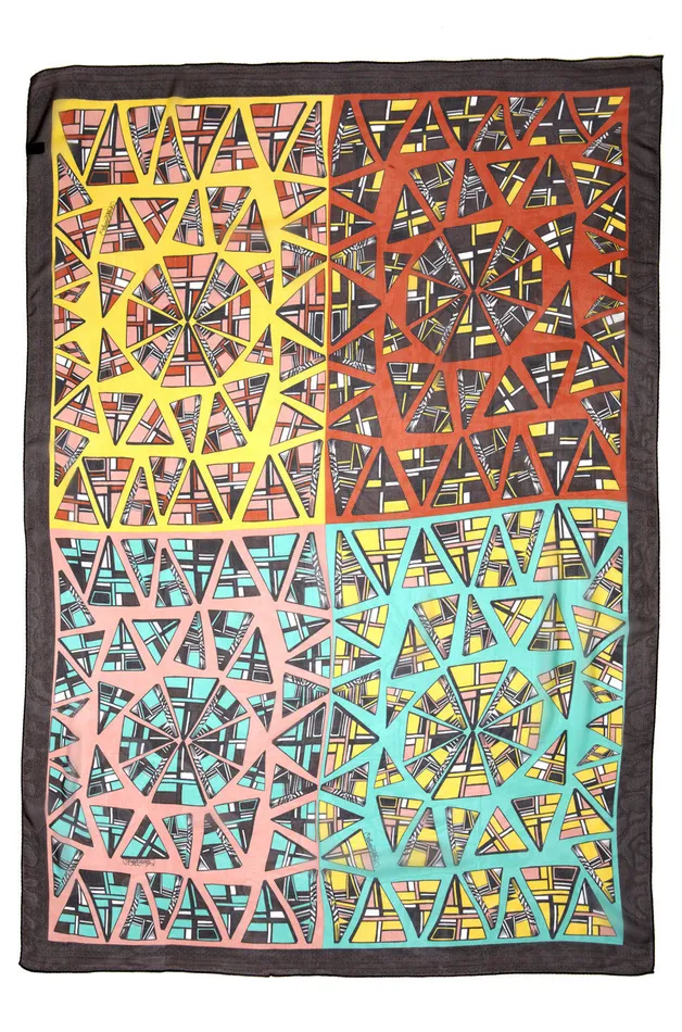 Victoria Tribal Silk Chiffon Scarfulti Mixed Women039s Lauren Moshi Lifestyle