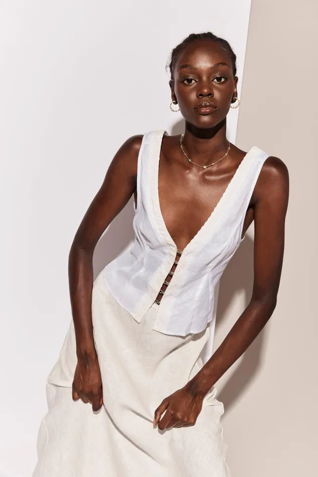 VRG GRL Allegra Linen Top White Women Sleeveless VRG GRL Allegra Linen Top White Women Sleeveless