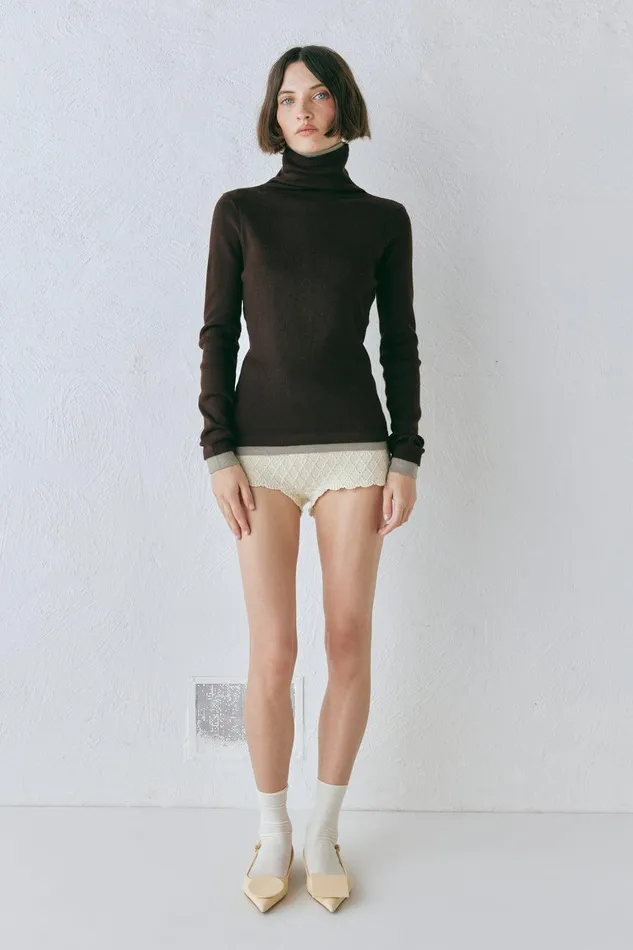 VRG GRL Bea Knit Skivvy Chocolate Women Long Sleeve VRG GRL Bea Knit Skivvy Chocolate Women Long Sleeve