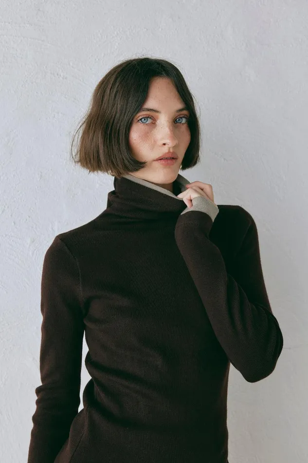 VRG GRL Bea Knit Skivvy Chocolate Women Long Sleeve VRG GRL Bea Knit Skivvy Chocolate Women Long Sleeve