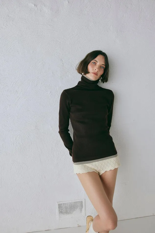 VRG GRL Bea Knit Skivvy Chocolate Women Long Sleeve VRG GRL Bea Knit Skivvy Chocolate Women Long Sleeve
