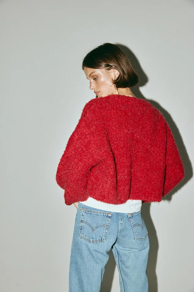VRG GRL Elsie Knit Cardigan Chilli Women JumpersSweaters VRG GRL Elsie Knit Cardigan Chilli Women JumpersSweaters