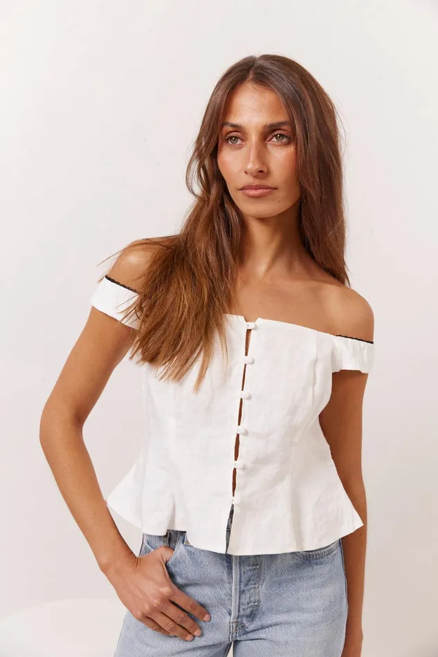 VRG GRL Fia Linen Top White Women Sleeveless VRG GRL Fia Linen Top White Women Sleeveless
