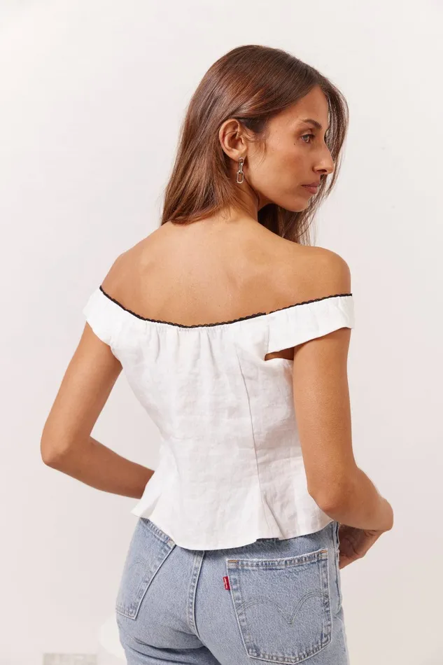 VRG GRL Fia Linen Top White Women Sleeveless VRG GRL Fia Linen Top White Women Sleeveless