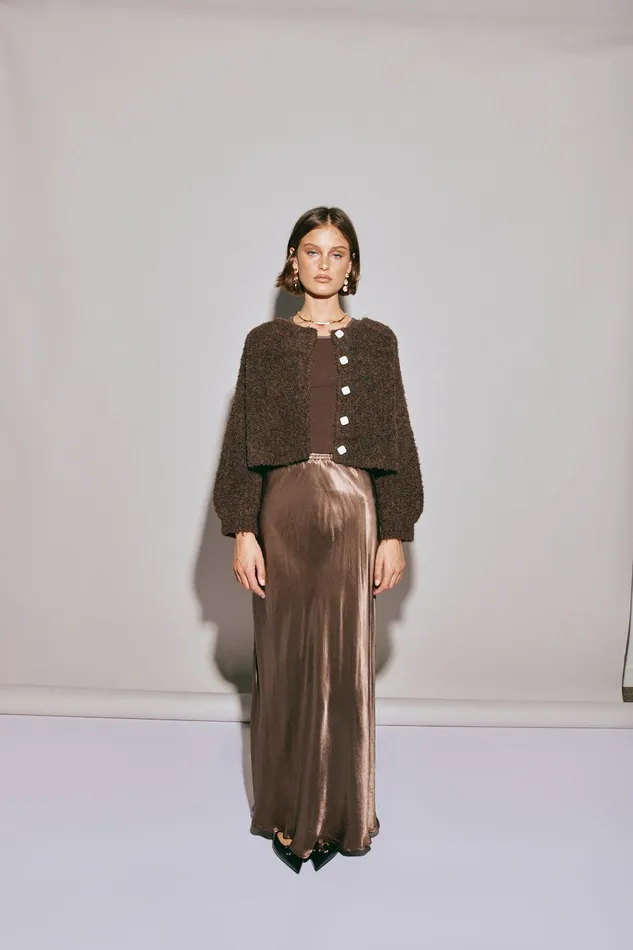 VRG GRL Florence Bias Cut Maxi Skirt Chocolate Women Skirts VRG GRL Florence Bias Cut Maxi Skirt Chocolate Women Skirts