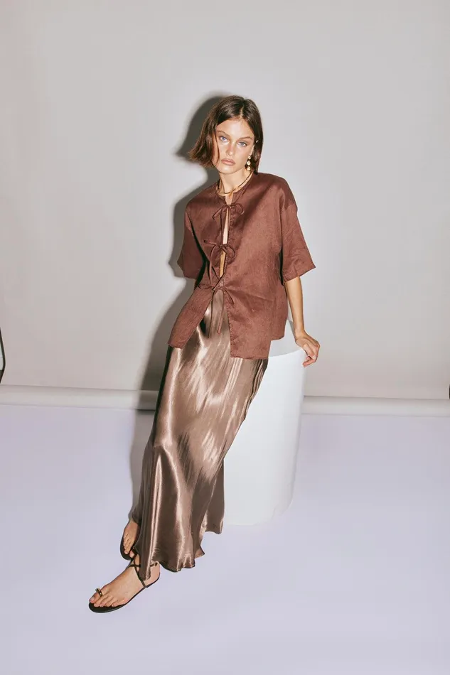 VRG GRL Florence Bias Cut Maxi Skirt Chocolate Women Skirts VRG GRL Florence Bias Cut Maxi Skirt Chocolate Women Skirts