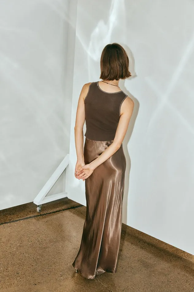 VRG GRL Florence Bias Cut Maxi Skirt Chocolate Women Skirts VRG GRL Florence Bias Cut Maxi Skirt Chocolate Women Skirts