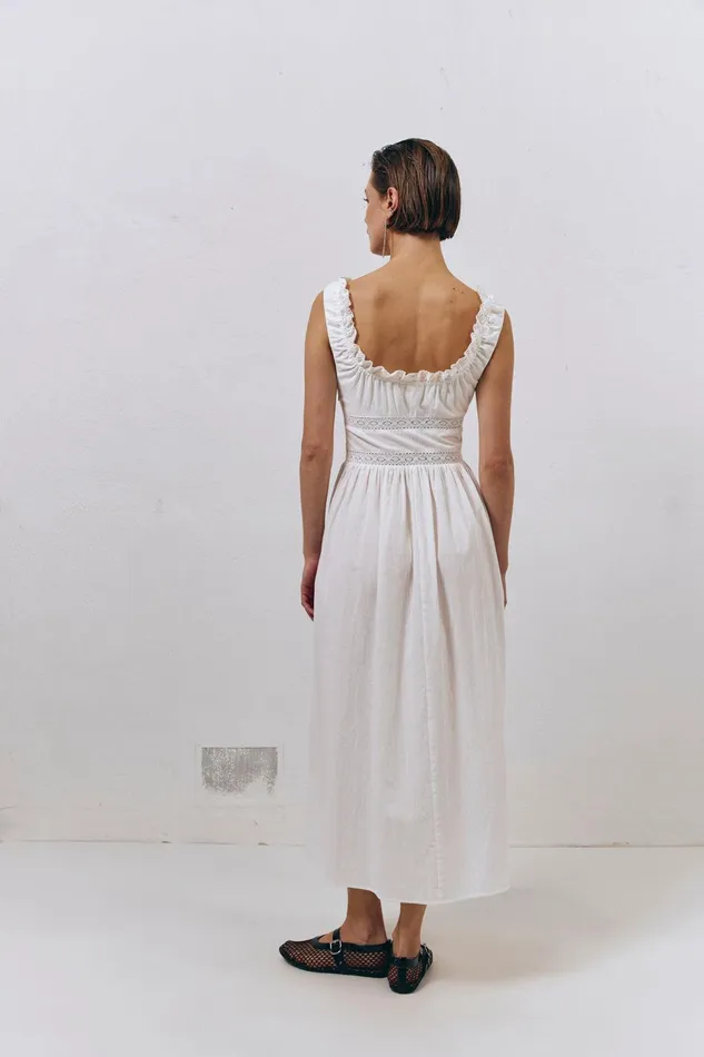 VRG GRL French Silhouette Midi Dress White Women MidiMaxi Dresses VRG GRL French Silhouette Midi Dress White Women MidiMaxi Dresses