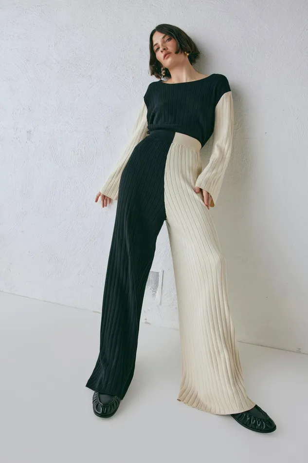 VRG GRL Jac Knit Pants Splice Women Sets