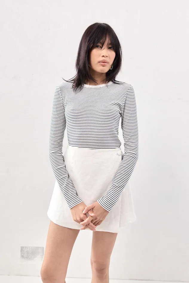 VRG GRL Jardin Linen Mini Skort White Women Skirts VRG GRL Jardin Linen Mini Skort White Women Skirts