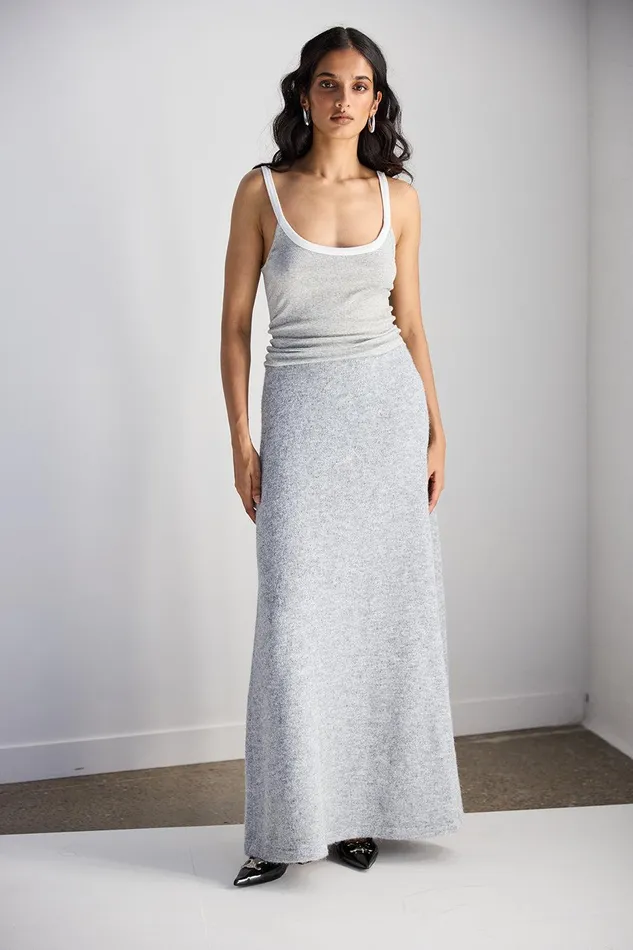 VRG GRL Lya Knit Maxi Skirt Grey Marle Women Skirts VRG GRL Lya Knit Maxi Skirt Grey Marle Women Skirts
