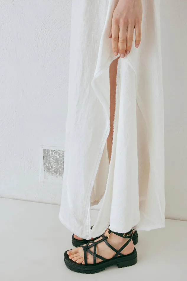 VRG GRL Mabel Linen Midi Skirt White Women Skirts VRG GRL Mabel Linen Midi Skirt White Women Skirts