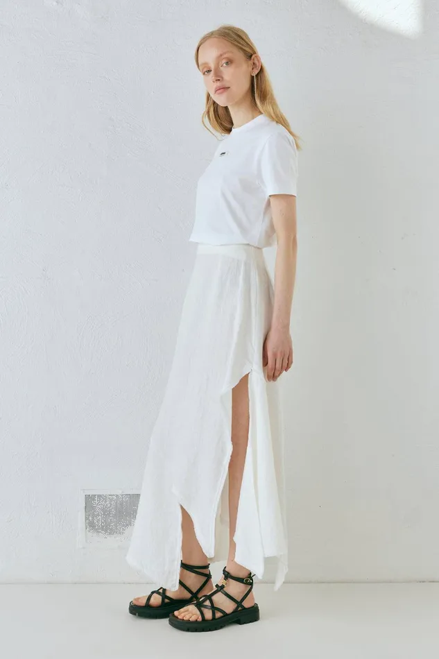 VRG GRL Mabel Linen Midi Skirt White Women Skirts VRG GRL Mabel Linen Midi Skirt White Women Skirts