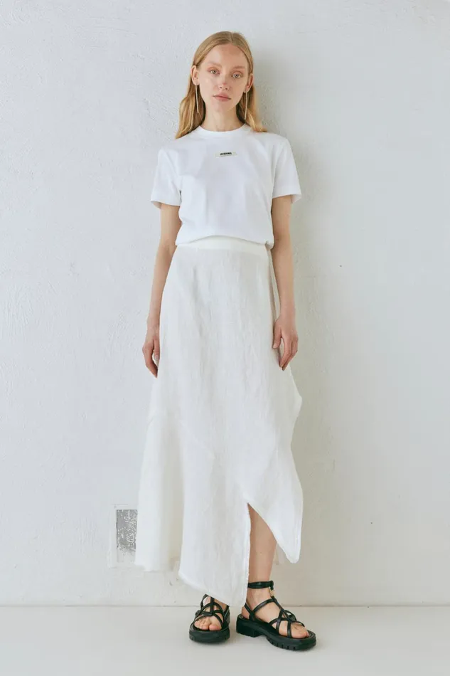 VRG GRL Mabel Linen Midi Skirt White Women Skirts VRG GRL Mabel Linen Midi Skirt White Women Skirts
