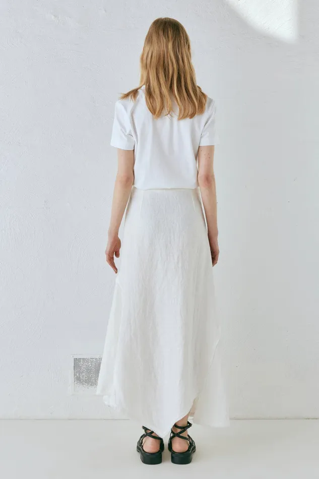 VRG GRL Mabel Linen Midi Skirt White Women Skirts VRG GRL Mabel Linen Midi Skirt White Women Skirts
