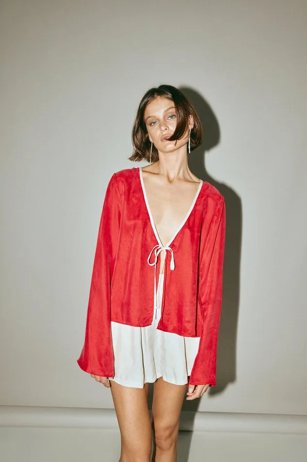VRG GRL Moonscapes Top Chilli Women Long Sleeve