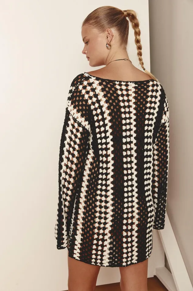 VRG GRL Myra Crochet Mini Dress Black Women Mini Dresses VRG GRL Myra Crochet Mini Dress Black Women Mini Dresses