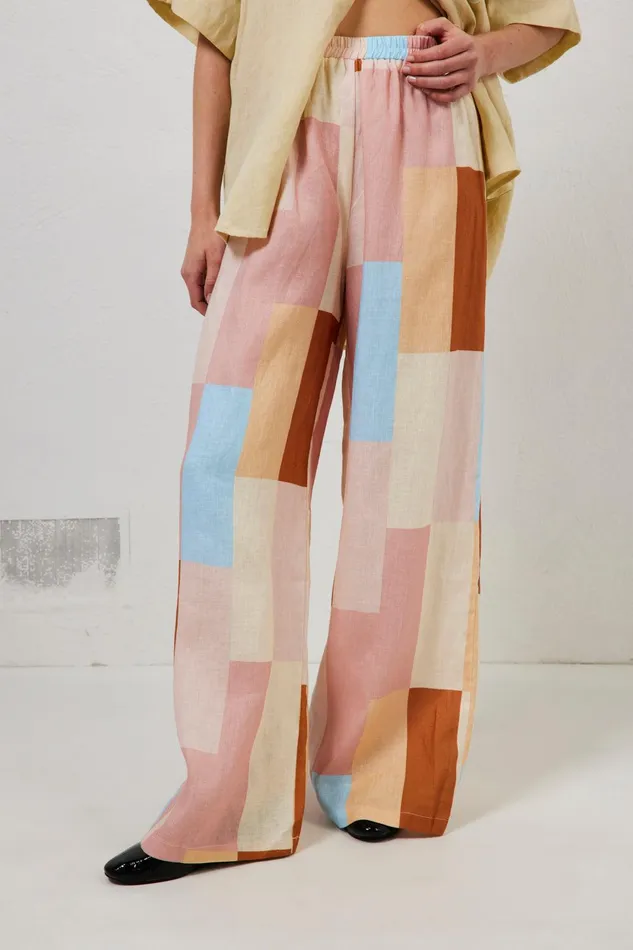 VRG GRL Petra Linen Pants Patchwork Women Pants VRG GRL Petra Linen Pants Patchwork Women Pants