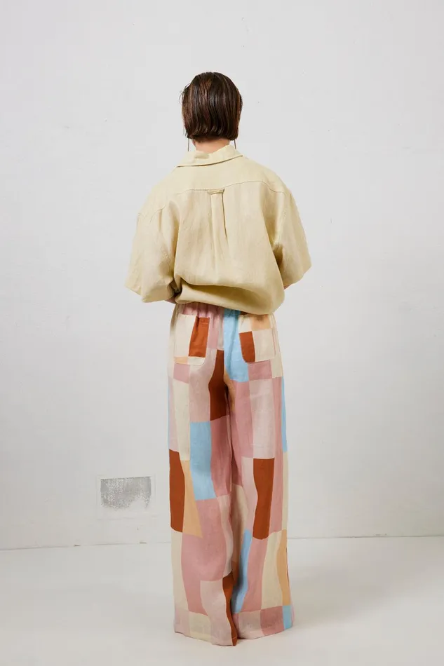 VRG GRL Petra Linen Pants Patchwork Women Pants VRG GRL Petra Linen Pants Patchwork Women Pants
