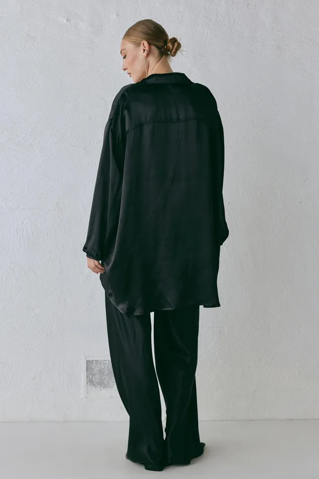 VRG GRL Rae Satin Top Black Women Long Sleeve VRG GRL Rae Satin Top Black Women Long Sleeve