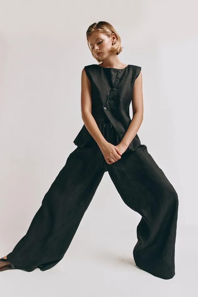 VRG GRL Raya Linen Pants Black Women Pants