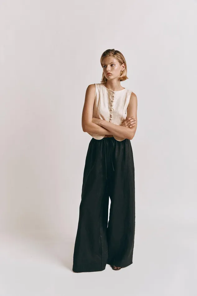 VRG GRL Raya Linen Pants Black Women Pants VRG GRL Raya Linen Pants Black Women Pants