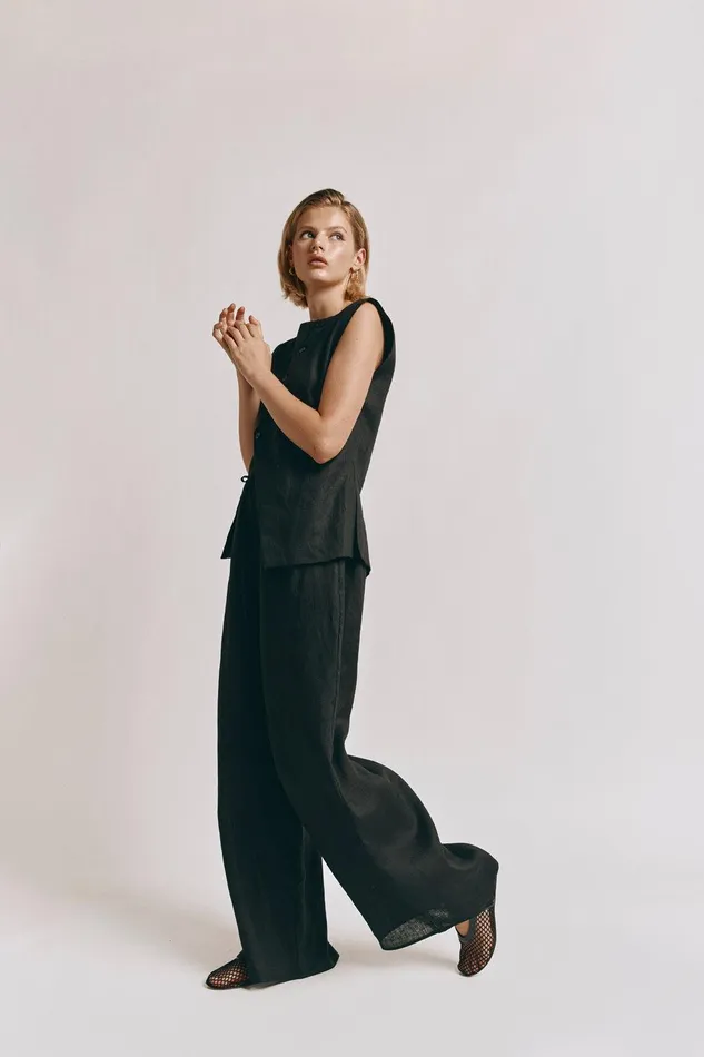 VRG GRL Raya Linen Pants Black Women Pants VRG GRL Raya Linen Pants Black Women Pants