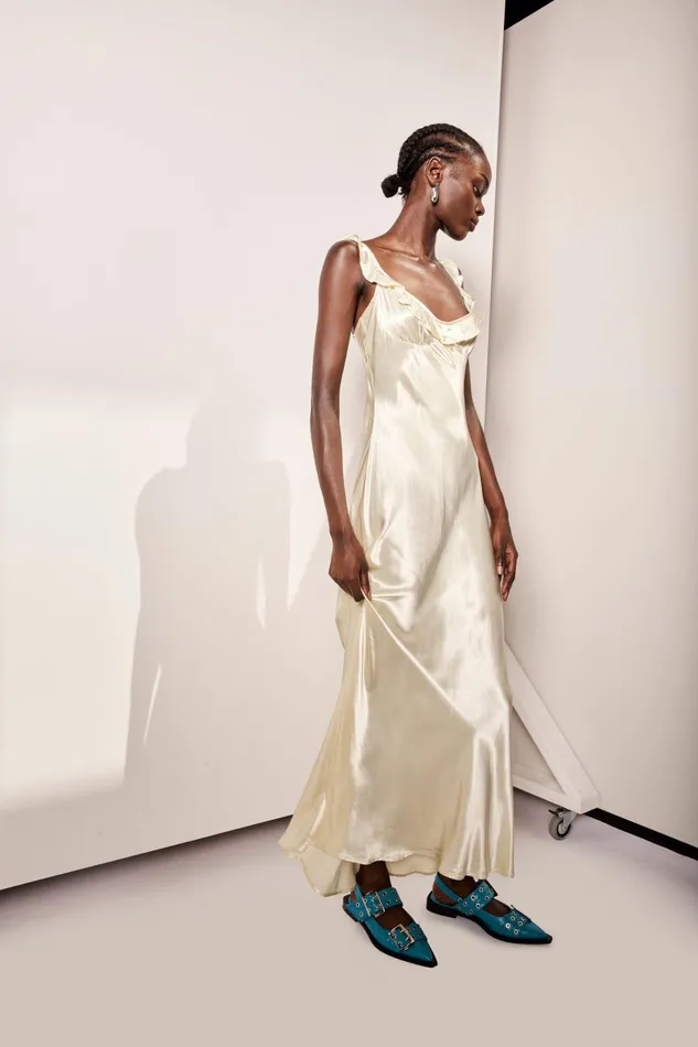 VRG GRL Rosalia Satin Bias Cut Maxi Dress Butter Women MidiMaxi Dresses VRG GRL Rosalia Satin Bias Cut Maxi Dress Butter Women MidiMaxi Dresses