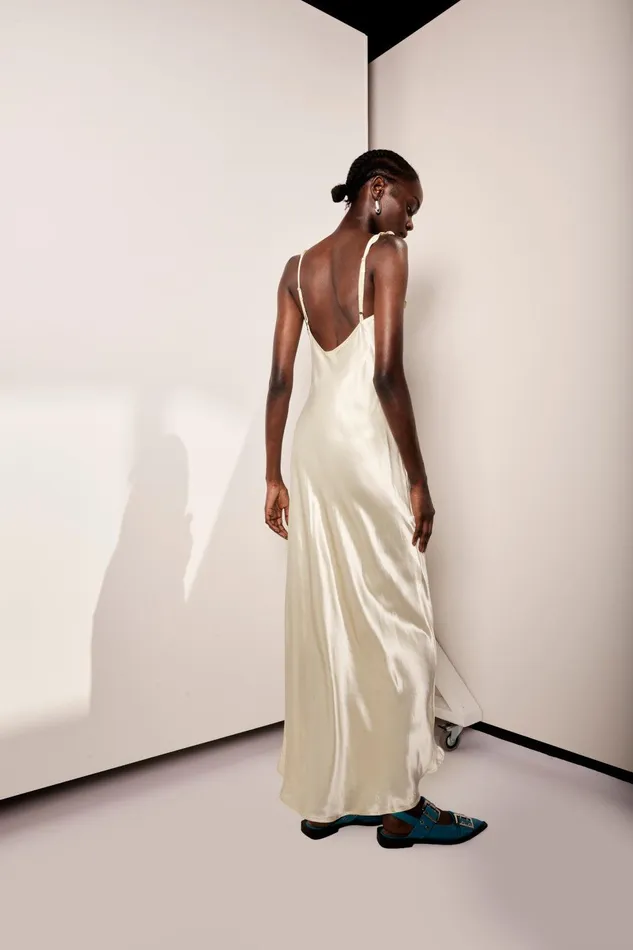 VRG GRL Rosalia Satin Bias Cut Maxi Dress Butter Women MidiMaxi Dresses VRG GRL Rosalia Satin Bias Cut Maxi Dress Butter Women MidiMaxi Dresses