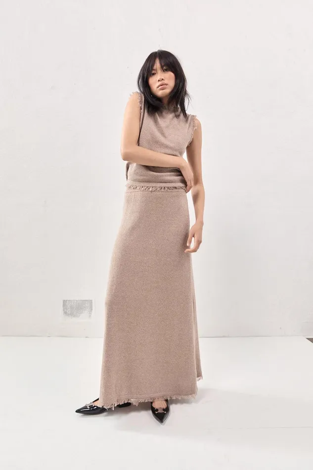 VRG GRL Rowe Knit Maxi Skirt Mocha Women Skirts