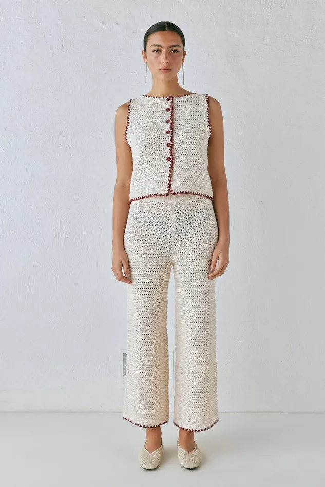VRG GRL Stella Knit Pants Cream Women Sets