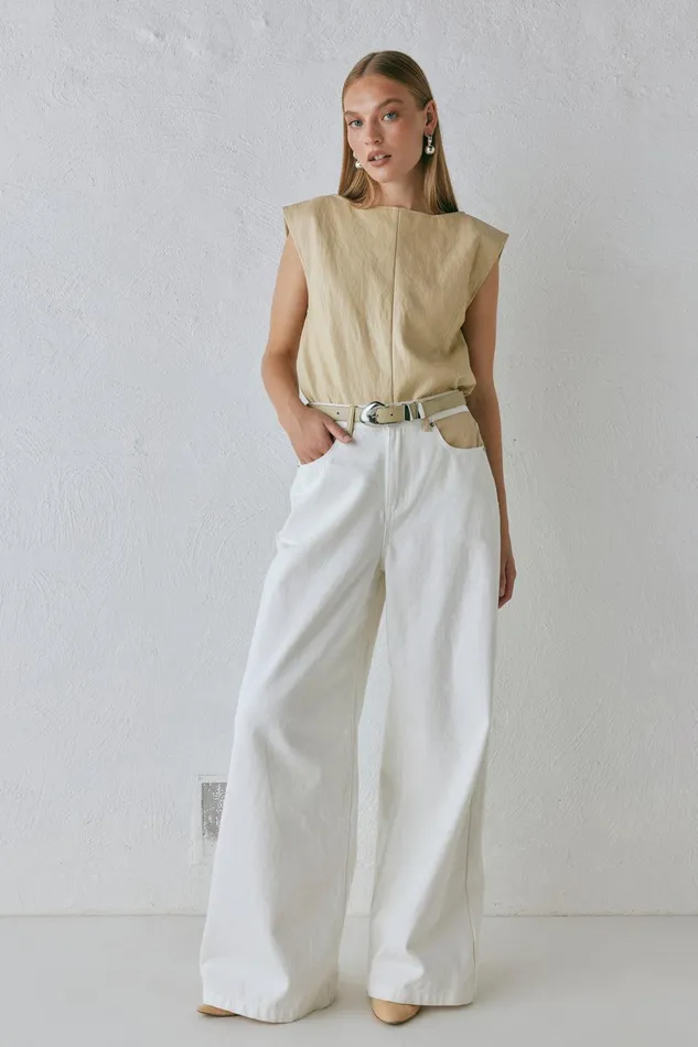 VRG GRL Sutton Denim Jeans White Women Sets