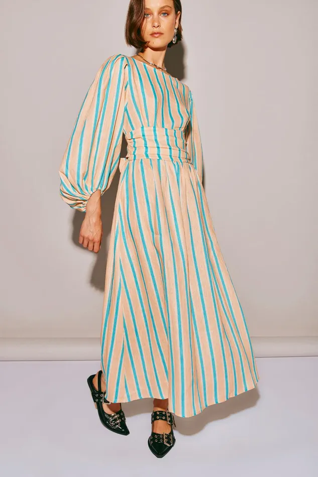 VRG GRL Tularosa Linen Midi Dress Spritz Women MidiMaxi Dresses VRG GRL Tularosa Linen Midi Dress Spritz Women MidiMaxi Dresses