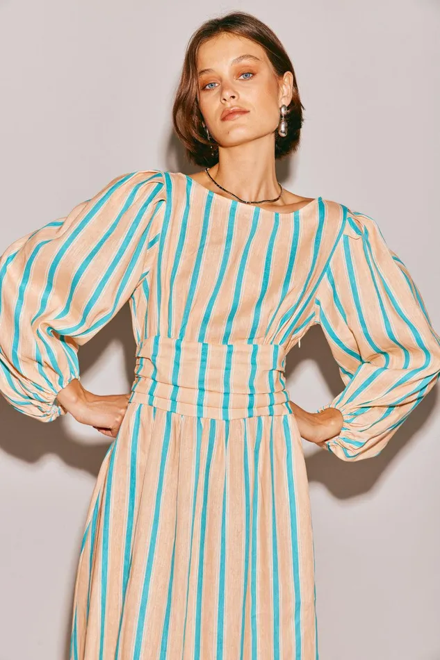 VRG GRL Tularosa Linen Midi Dress Spritz Women MidiMaxi Dresses VRG GRL Tularosa Linen Midi Dress Spritz Women MidiMaxi Dresses