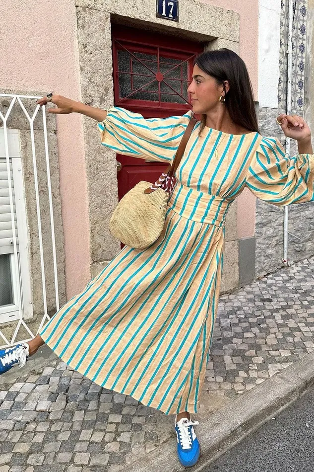 VRG GRL Tularosa Linen Midi Dress Spritz Women MidiMaxi Dresses VRG GRL Tularosa Linen Midi Dress Spritz Women MidiMaxi Dresses