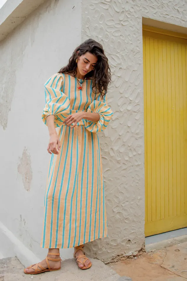VRG GRL Tularosa Linen Midi Dress Spritz Women MidiMaxi Dresses VRG GRL Tularosa Linen Midi Dress Spritz Women MidiMaxi Dresses