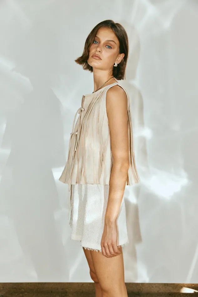 VRG GRL Valeria Linen Top Oatmeal Women Sleeveless VRG GRL Valeria Linen Top Oatmeal Women Sleeveless