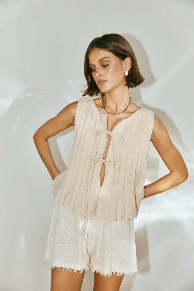 VRG GRL Valeria Linen Top Oatmeal Women Sleeveless VRG GRL Valeria Linen Top Oatmeal Women Sleeveless