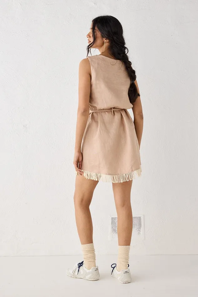 VRG GRL Verve Linen Mini Dress Blush Women Mini Dresses VRG GRL Verve Linen Mini Dress Blush Women Mini Dresses