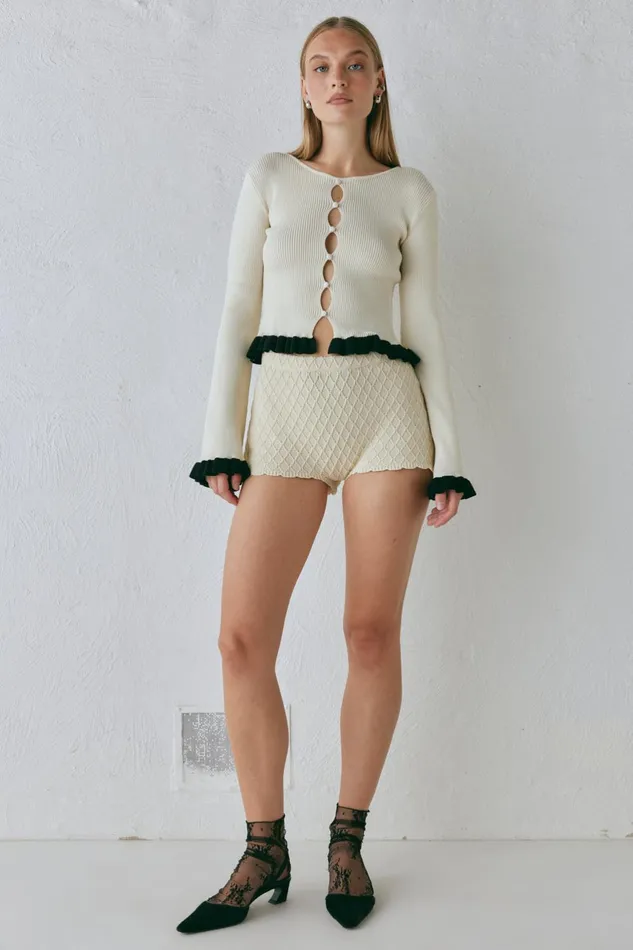 VRG GRL Zoey Knit Top Cream Women Long Sleeve
