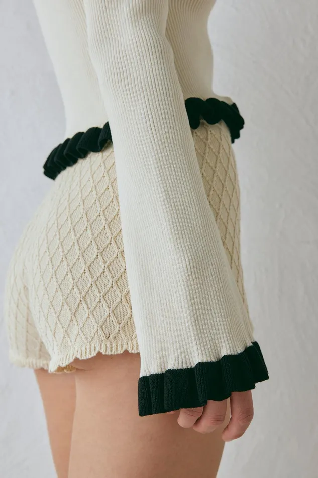 VRG GRL Zoey Knit Top Cream Women Long Sleeve