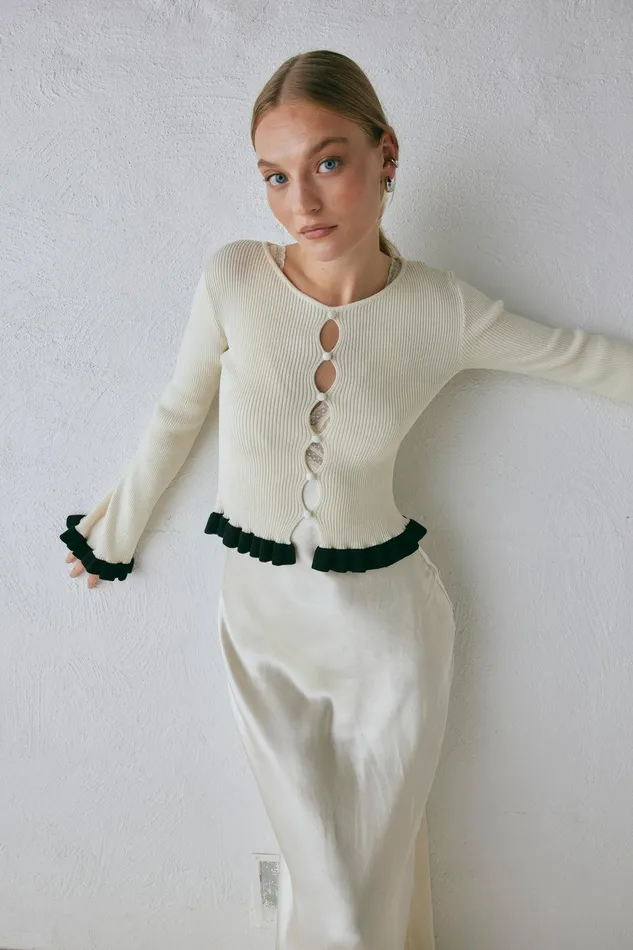 VRG GRL Zoey Knit Top Cream Women Long Sleeve