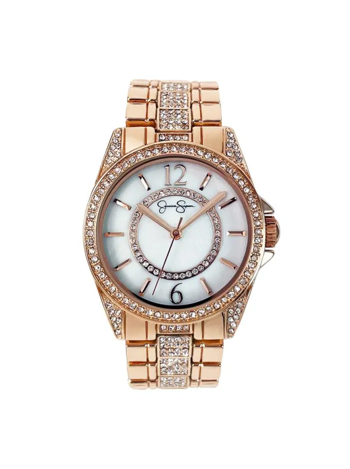 Watches Accessories Jessica Simpson Rose Tone Crystal Bracelet Watch