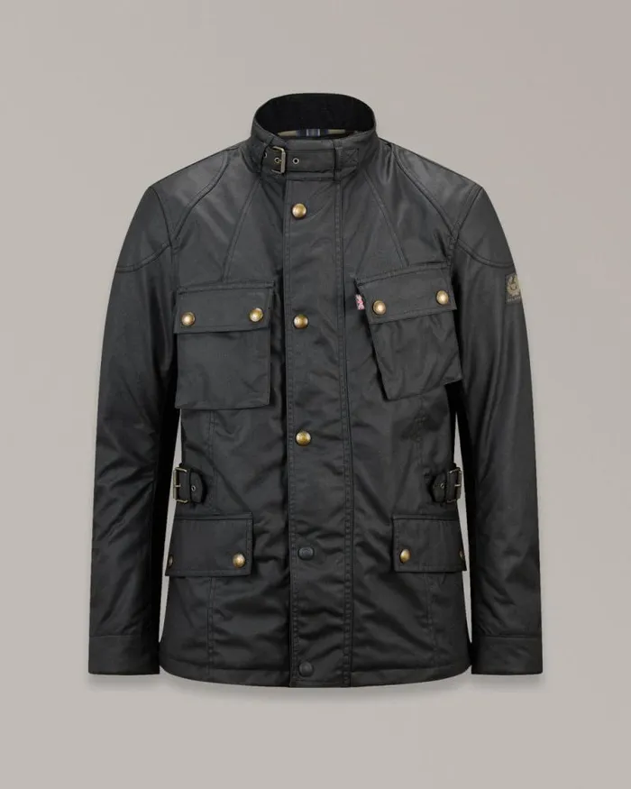 Waxed Jackets Men Belstaff Crosby Motorcycle Jacket Black