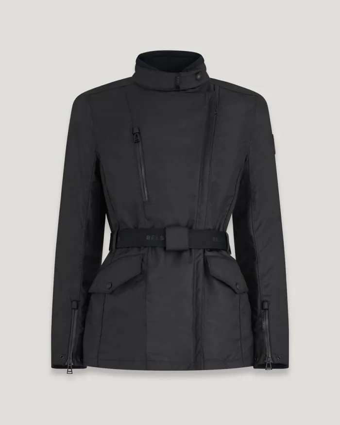 Waxed Jackets Women Belstaff Easterly Motorcycle Jacket Black