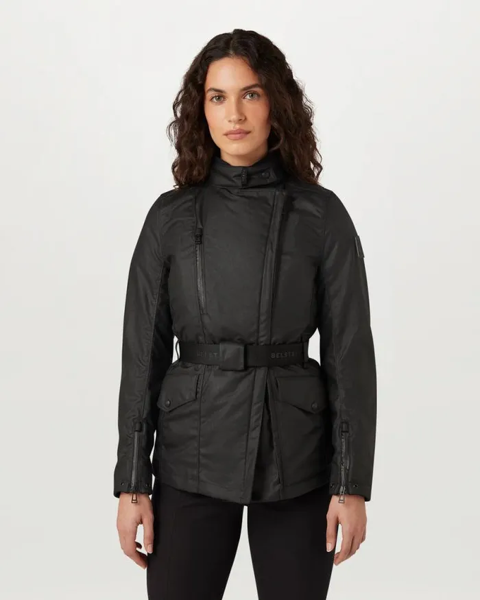 Waxed Jackets Women Belstaff Easterly Motorcycle Jacket Black Waxed Jackets Women Belstaff Easterly Motorcycle Jacket Black