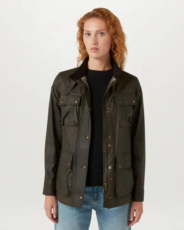 Waxed Jackets Women Belstaff Trialmaster Jacket Faded Olive Waxed Jackets Women Belstaff Trialmaster Jacket Faded Olive