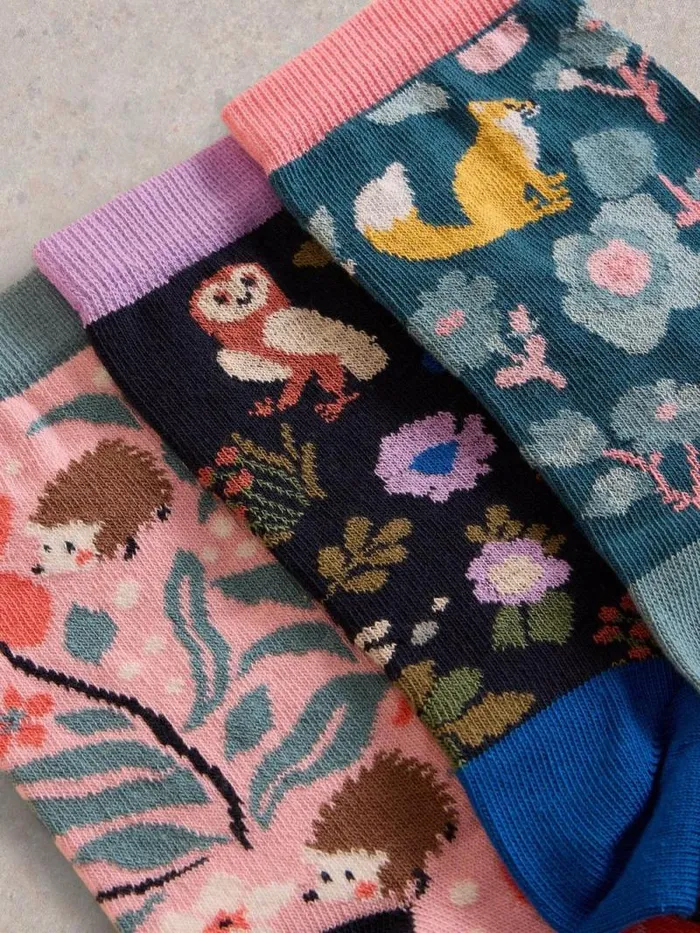 Women 3 Pack Hedgerow Ankle Sock Teal Multi White Stuff Socks
