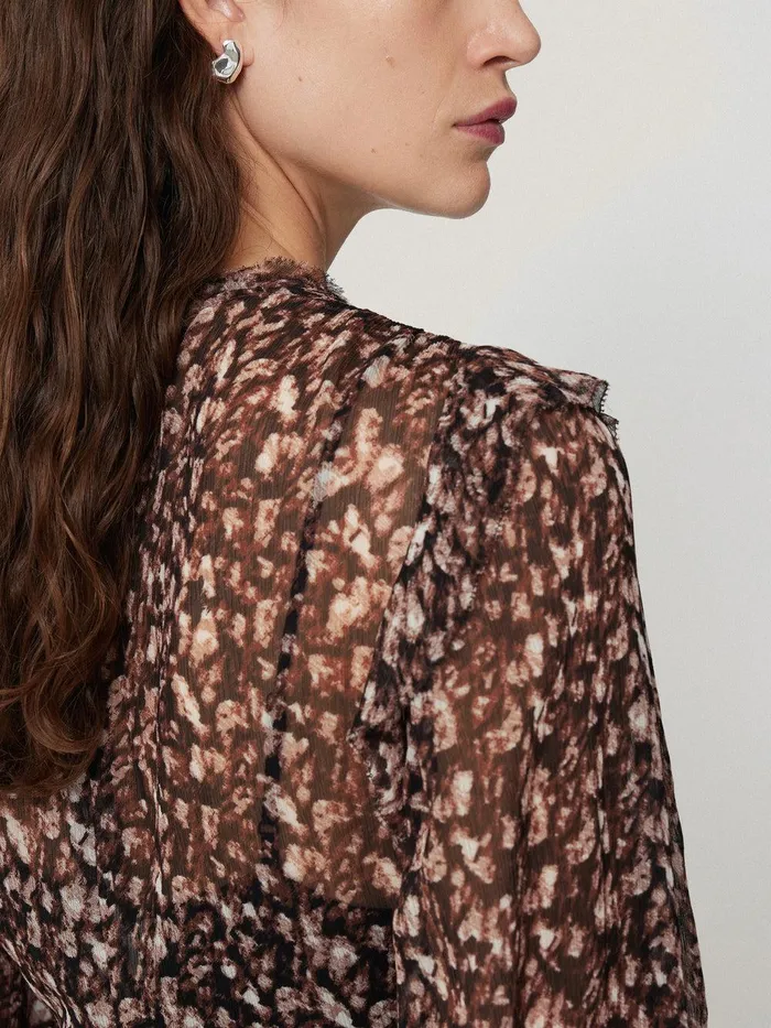 Women Abstract Leopard Midi Dress Brown Jigsaw Dresses and Jumpsuits