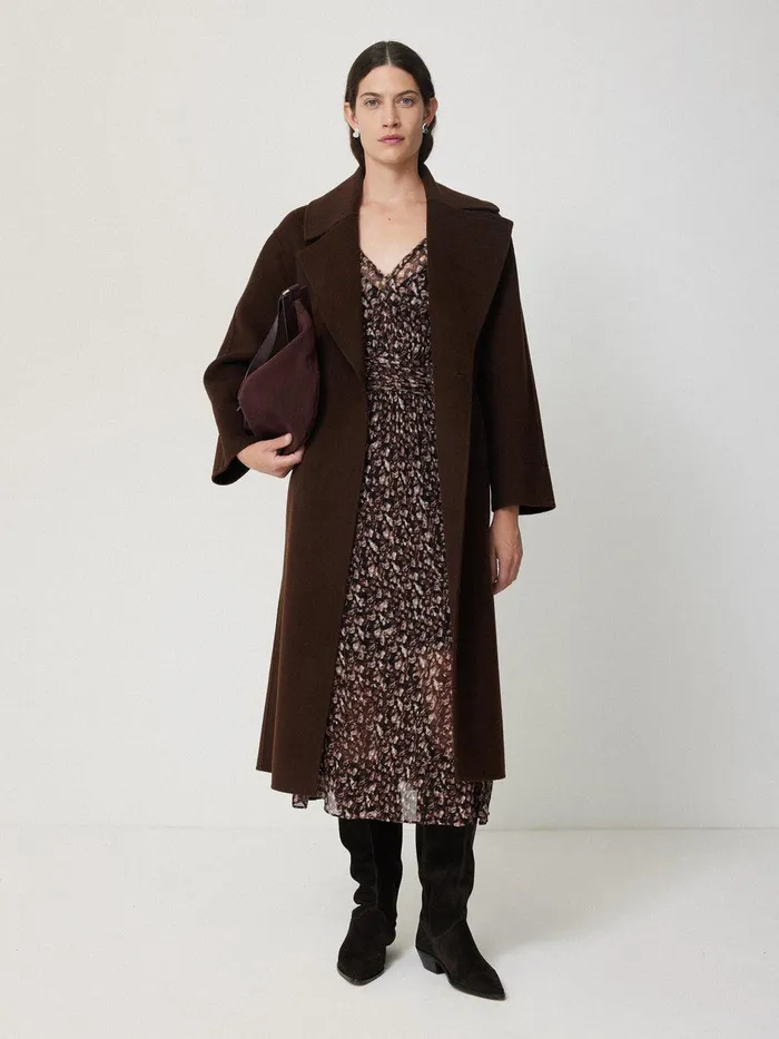 Women Abstract Leopard Midi Dress Brown Jigsaw Dresses and Jumpsuits